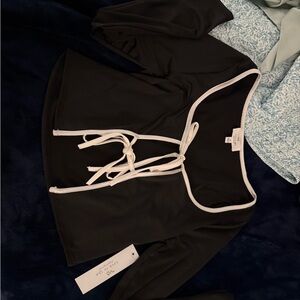 Black Tie Top with White Trim, Going out top